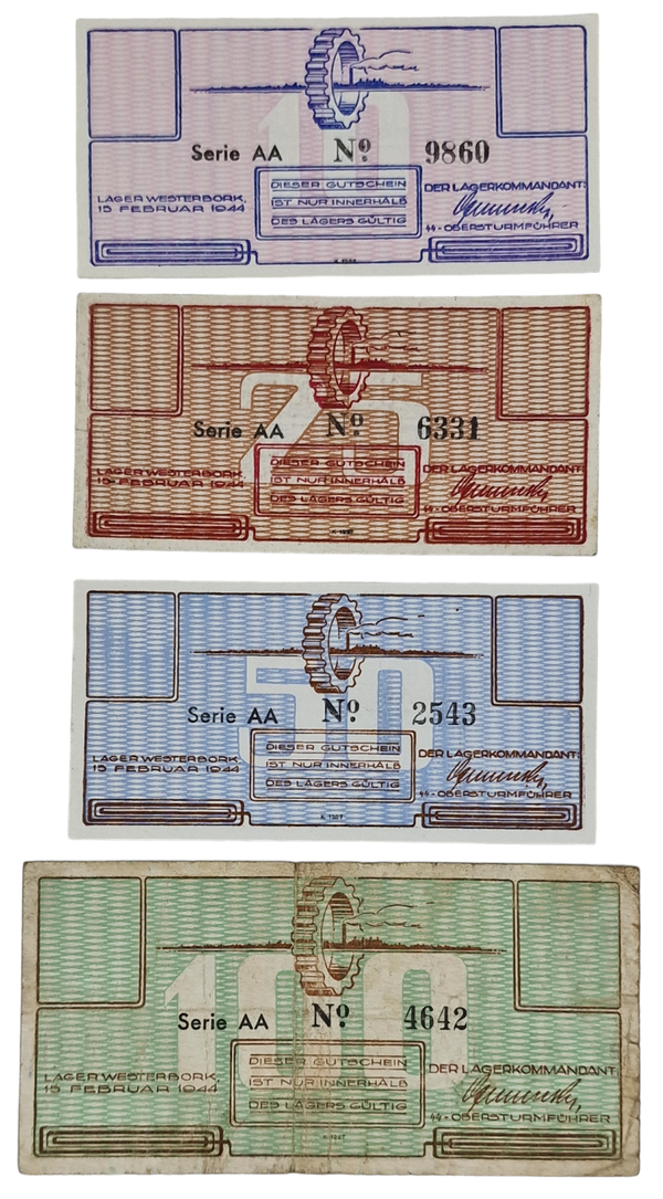 Original WW2 Dutch Document - Concentration Camp Westerbork complete set AA (1944)