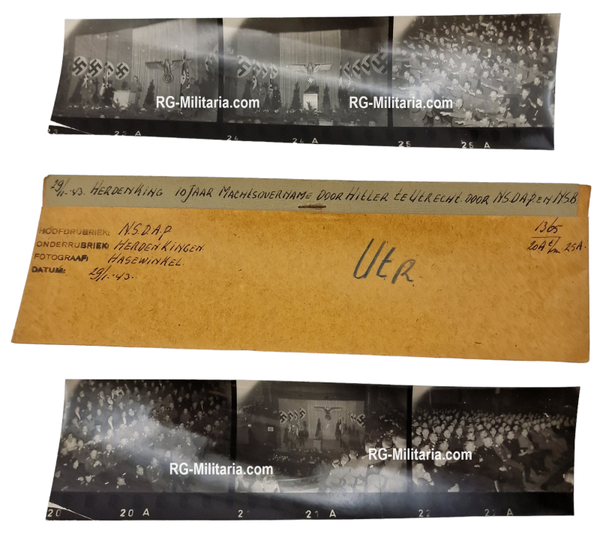 Original WW2 Dutch Collaboration NSB Press photo - NSDAP & NSB gathering to celebrate 10 years of rule, Utrecht (1943)