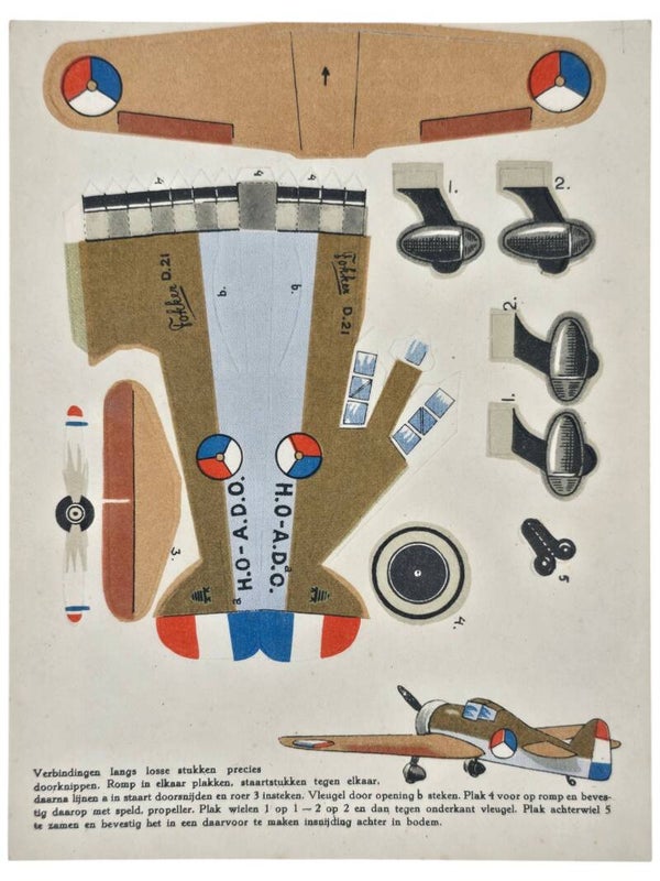 Original WW2 Dutch Document - Honig building kit airplane Fokker D21 (1939)