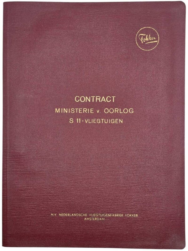 Original WW2 Dutch Document - Contract Ministerie van Oorlog with Fokker to buy S 11 Instructor airplanes (1949)