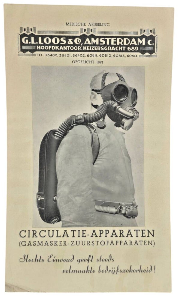 Original WW2 Dutch LBD Document - Luchtbeschermingsdienst gasmask advertisement G. L. Loos & Co. Amsterdam