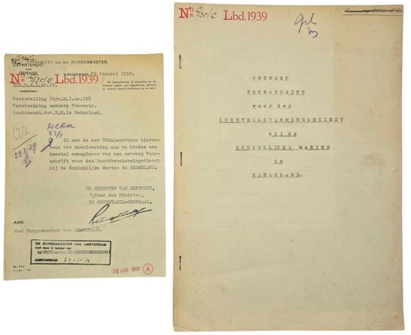 Original WW2 Dutch LBD Document - Concept brochure ''Voorschrift voor den Luchtbeschermingsdienst bij de Koninklijke Marine in Nederland'' (1939)