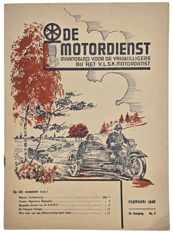 Original WW2 Dutch Army Magazine - De Motordienst, Februari (1940)
