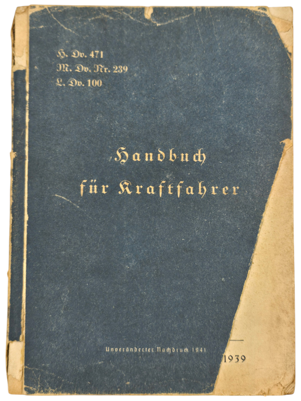 Original WW2 German Book - H. Dv. 471 Handbuch für Kraftfahrer (1939)