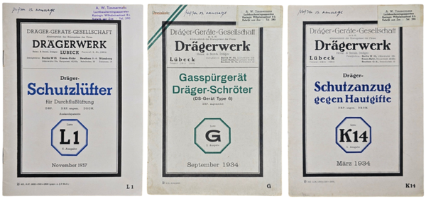 Original WW2 Dutch LBD Document - Luchtbeschermingsdienst gasmask advertisement Drägerwerk Lübeck, A. W. Timmermans, Katwijk aan Zee (1934 1937)
