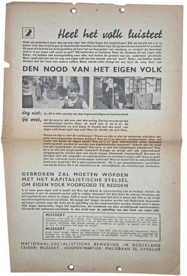 Original WW2 Dutch Collaboration NSB Document - Heel het volk luistert, 2, Utrecht (1937)