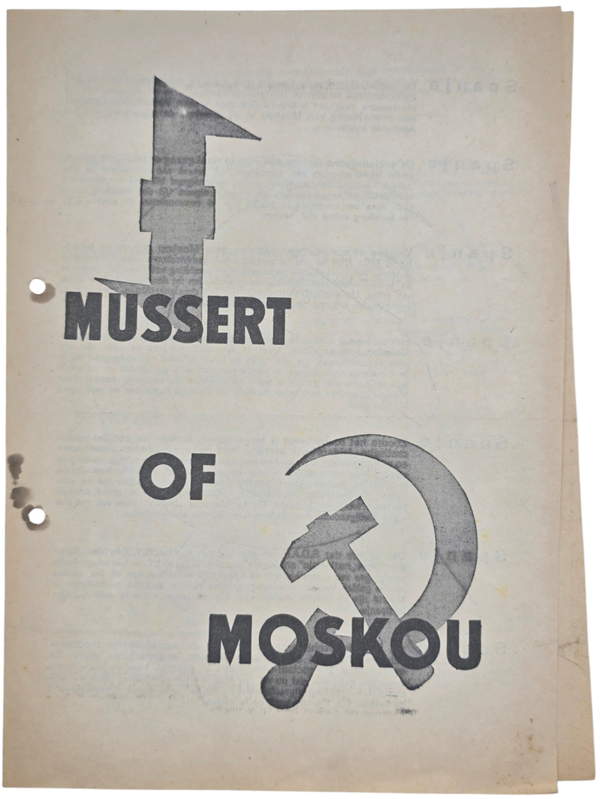 Original WW2 Dutch Collaboration NSB Document - Mussert of Moskou (1937)