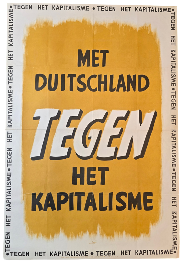 Original WW2 Dutch Collaboration NSB Poster - Met Duitschland tegen het Kapitalisme (1942)