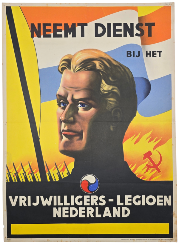 Original WW2 Dutch Waffen SS Poster - Neemt dienst bij het Vrijwilligers Legioen Nederland (1941)