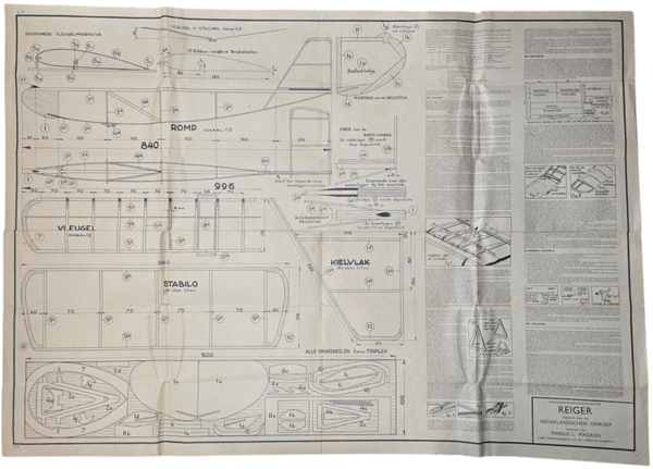 Original WW2 Dutch Collaboration NJS Document - Overgangs-Model zweefvliegtuig Reiger, Nederlandschen omroep & Jeugdstorm