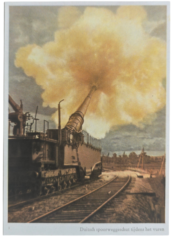 Original WW2 German Postcard - Duitsch spoorweggeschut tijdens het vuren, Stephan