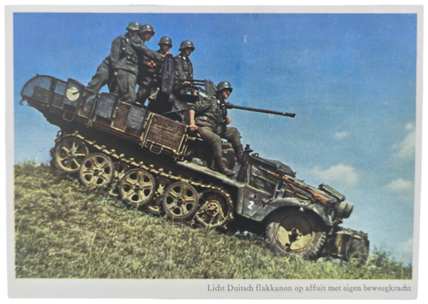 Original WW2 German Postcard - Licht Duitsch flakkanon op affuit met eigen beweegkracht, Brunnengräber