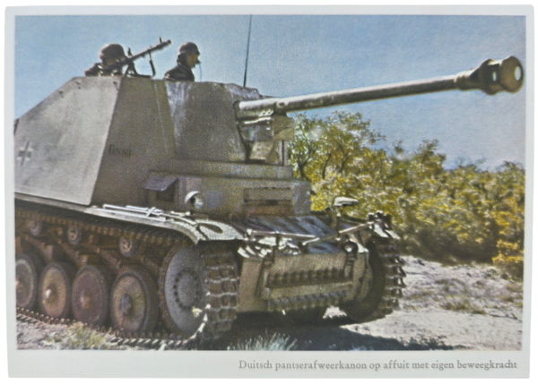 Original WW2 German Postcard - Panzer tank Wespe 'Duitsch pantserafweerkanon op affuit met eigen beweegkracht', Wahner