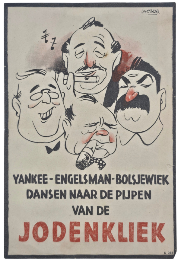 Original WW2 Antisemitic Dutch Collaboration NSB Flyer - Jodenkliek, large size