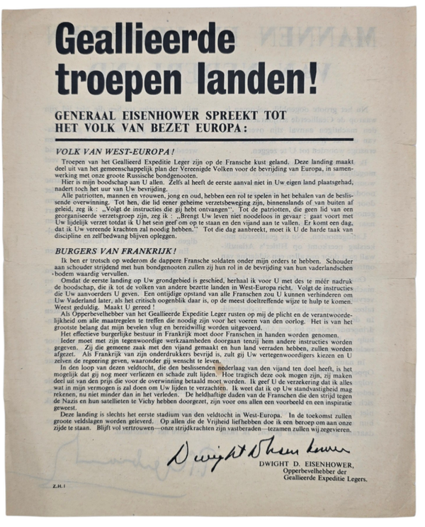 Original WW2 Allied Leaflet - ZH 1 ''Geallieerde troepen landen!'' D-Day (1944)