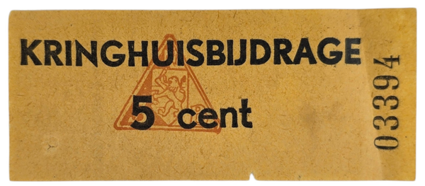 Original WW2 Dutch Collaboration NSB Document - Contribution kringhuisbijdrage 5 cent