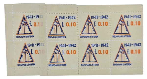 Original WW2 Dutch Collaboration NSB Document - Contribution seal 10 cents Bouwplan Lunteren (1941 1942)