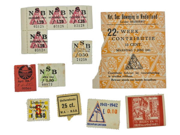Original WW2 Dutch Collaboration NSB Document - NSB contribution and stamp lot (1941 1944)