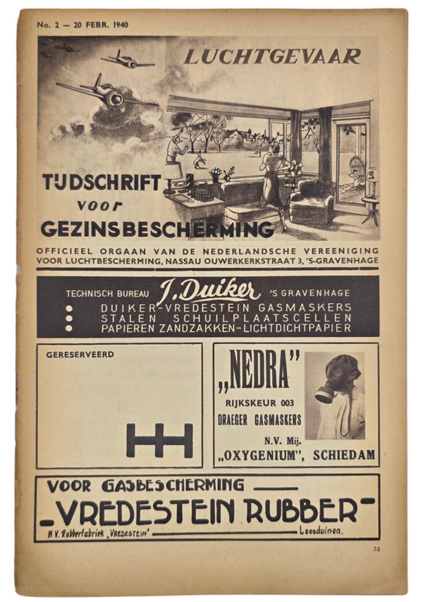 Original WW2 Dutch LBD Magazine - Luchtgevaar, 6th year No. 2, February (1940)