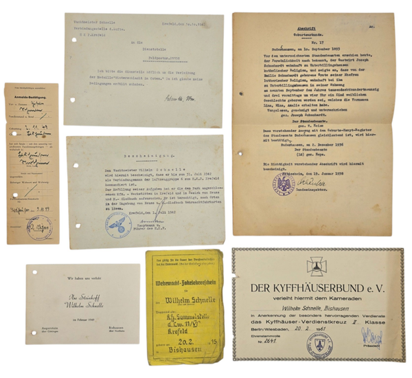 Original WW2 German Document - Wehrmacht Kfz. Sammelstelle Krefeld document set (1938 - 1943)