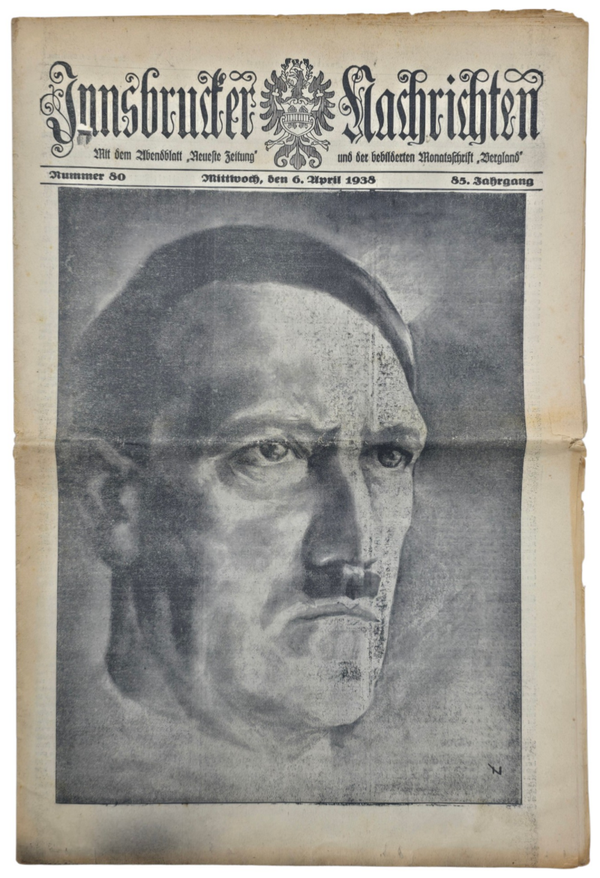 Original WW2 Austrian Newspaper - Innsbrucker Nachrichten No. 80, Hitler (1938)