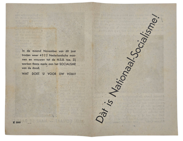 Original WW2 Dutch Collaboration NSB Document - Dat is Nationaal Socialisme (1942)