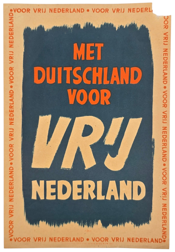 Original WW2 Dutch Collaboration NSB Document - Flyer Met Duitschland voor Vrij Nederland (1940)