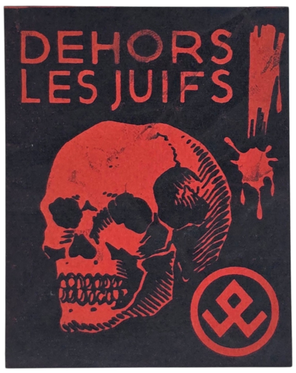 Original WW2 Antisemitic Walloon Collaboration Flyer - La Défense du Peuple ''Dehors les Juifs''