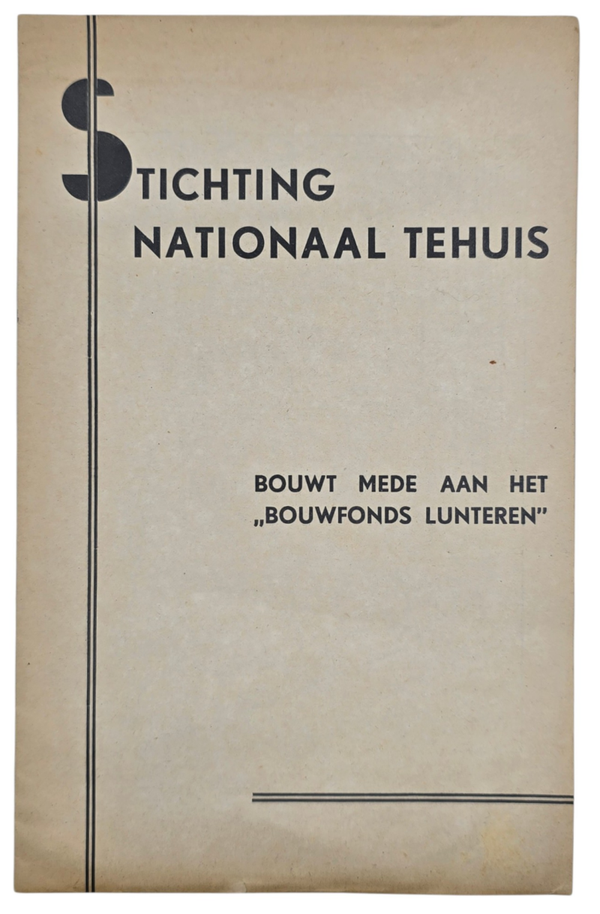 Original WW2 Dutch Collaboration NSB Brochure - Stichting Nationaal Tehuis Bouwt mede aan het Bouwfonds Lunteren (1938)