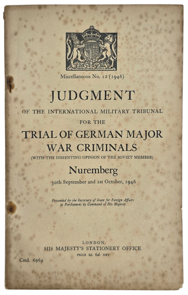 Original WW2 British Brochure - Judgement of the International Military Tribunal for the Trial of German Major War Criminals, Nuremberg (1946)