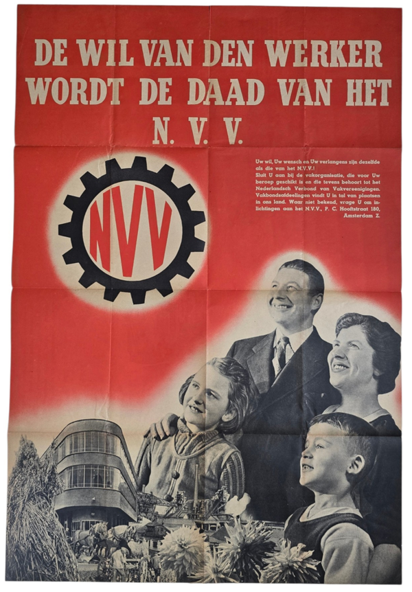 Original WW2 Dutch Collaboration NVV Poster - Flyer/Poster Uw wensch onze wil! NVV Amsterdam (1941)