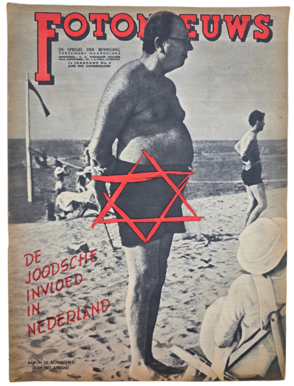 Original WW2 Dutch Collaboration NSB Magazine - Fotonieuws, 2nd year No. 6 ''Joodsche invloed in Nederland'' (1942)