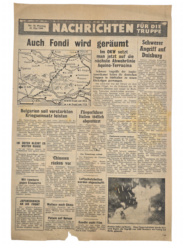 Original WW2 British Leaflet - Nachrichten für die Truppe Nr. 36, Fondi, Italy (1944)