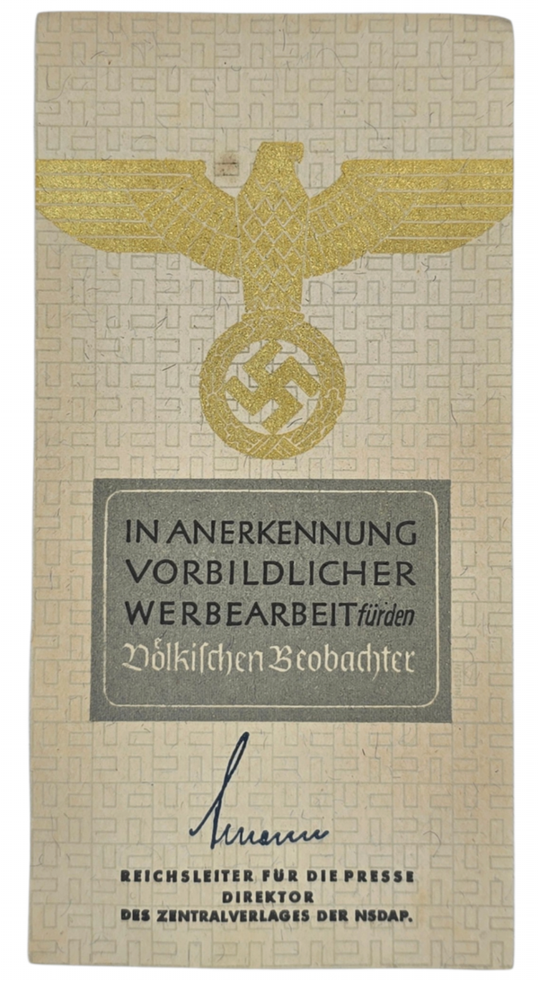 Original WW2 German Document - Völkischer Beobachter bookmark