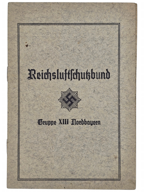 Original WW2 German Document - RLB Reichsluftschutzbund Mitgliedsausweis Gruppe XIII Nordbayern, Mühlhausen, Würzburg (1944)