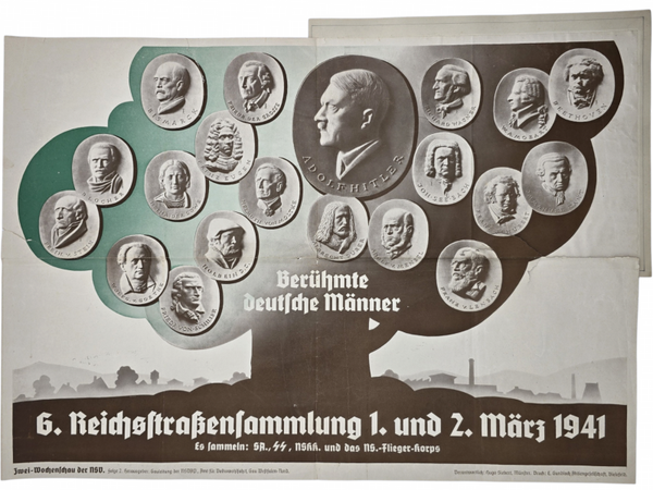 Original WW2 German NSV Poster - 6. Reichsstrassensammlung März decorative tinnies (1941)