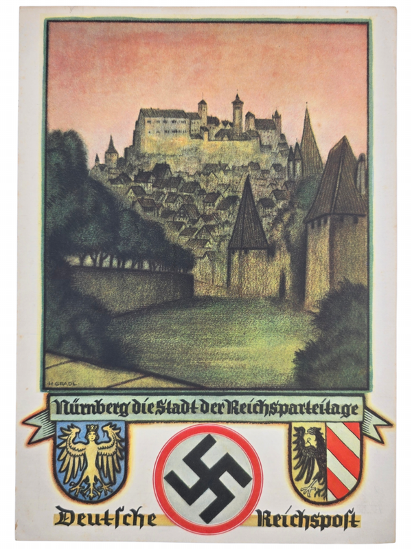 Original WW2 German Document - Deutsches Reichspost Telegram Nürnberg die Stadt der Reichsparteitage, Gradl (1937)