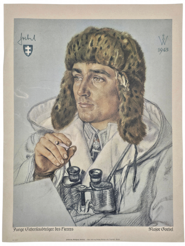 Original WW2 German Poster - Junge Eichenlaubträger des Heeres, Major Karl Goebel, W. Willrich poster (1943)