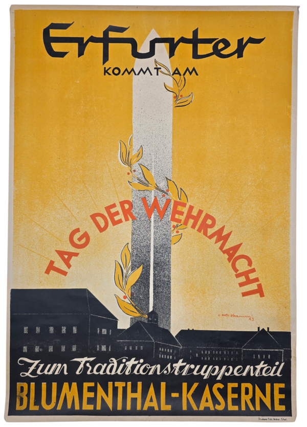 Original WW2 German Poster - Erfurter Kommt am Tag der Wehrmacht Zum Traditionstruppenteil Blumenthal-Kaserne (1943)