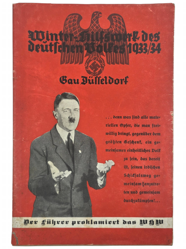 Original WW2 German Brochure - WHW Winterhilfswerk des deutschen Volkes 1933/34, Gau Düsseldorf, Dr. Robert Friedrich (1934)