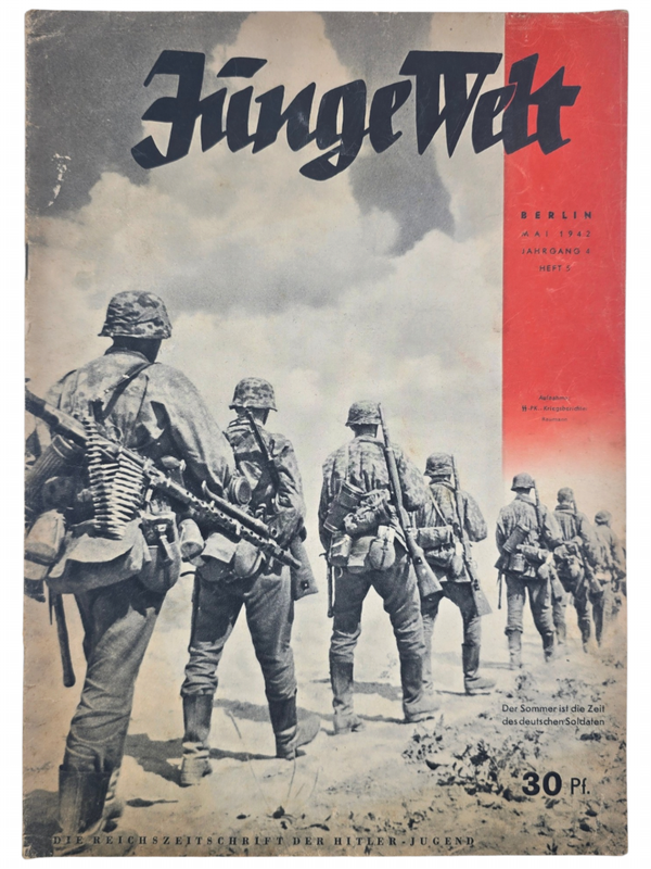 Original WW2 German HJ Magazine - Hitlerjugend Junge Welt Jahrgang 4, Heft 5, Waffen SS (1942)