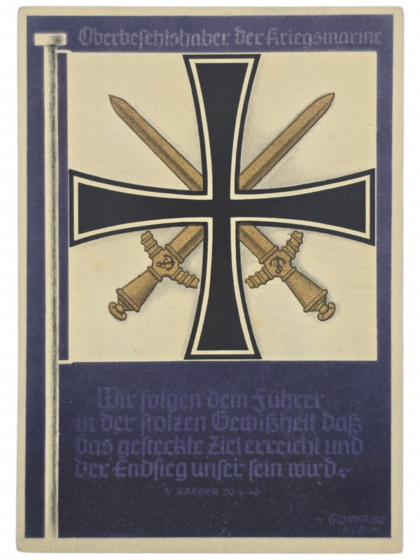 Original WW2 German Postcard - Oberbefehlshaber der Kriegsmarine, Erich Raeder, Gottfried Klein