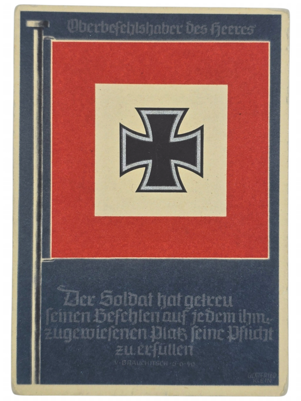 Original WW2 German Postcard - Oberbefehlshaber der Heeres, Walther von Brauchitsch, Gottfried Klein