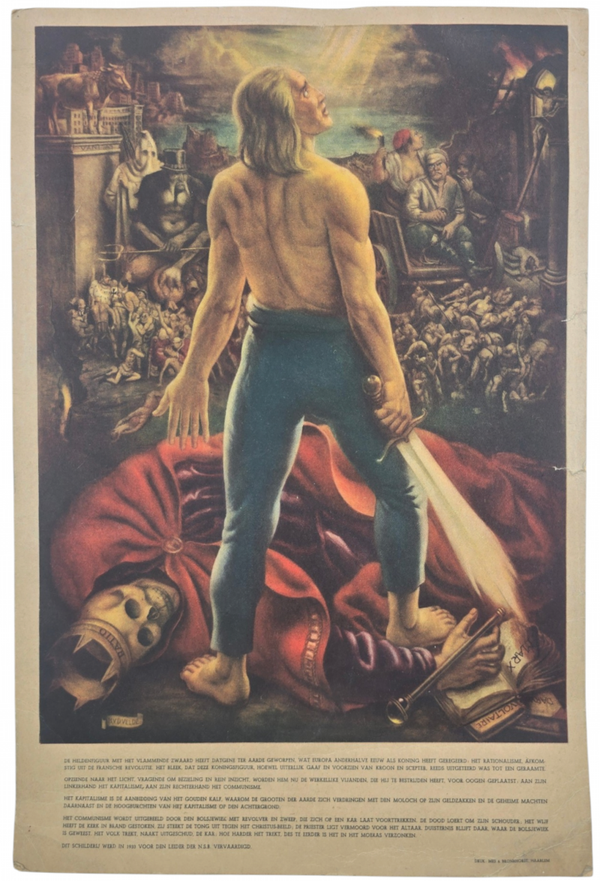 Original WW2 Dutch Collaboration NSB Poster - De Nieuwe Mensch, Henri van de Velde, middle size