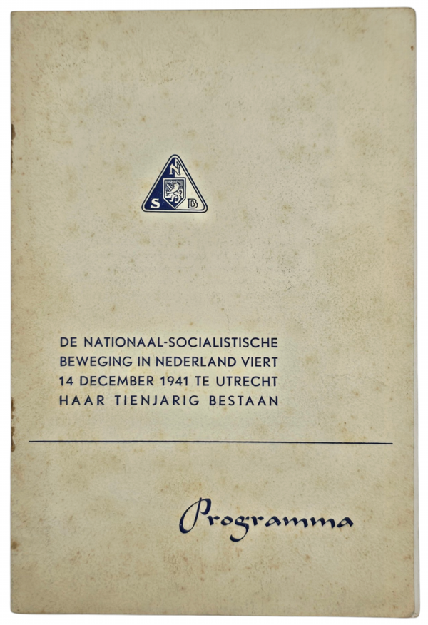 Original WW2 Dutch Collaboration NSB Brochure - Program 10-year NSB, 14 December, Utrecht (1941)