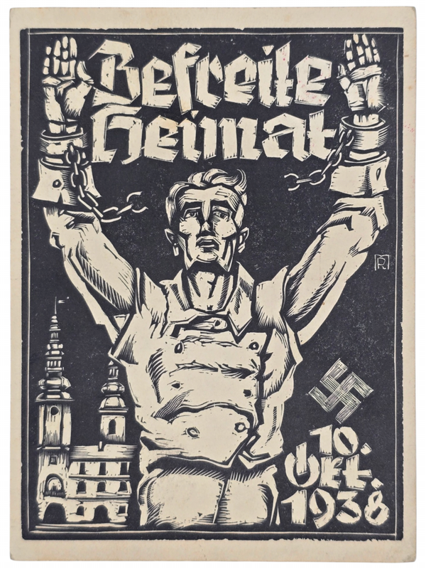 Original WW2 German Postcard - Befreite Heimat 10 Okt, Sudetenland (1938)