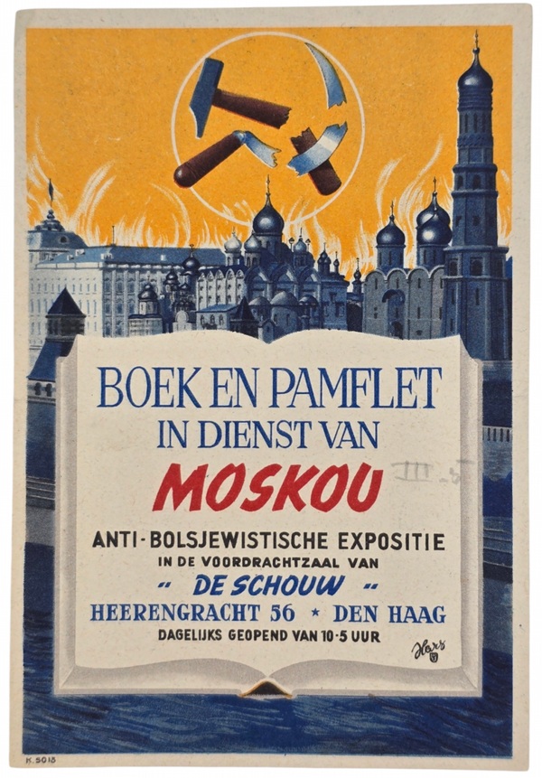 Original WW2 Dutch Collaboration NSB Document - Boek en Pamflet in dienst van Moskou, Anti-Bolsjewistische Expositie De Schouw, Den Haag
