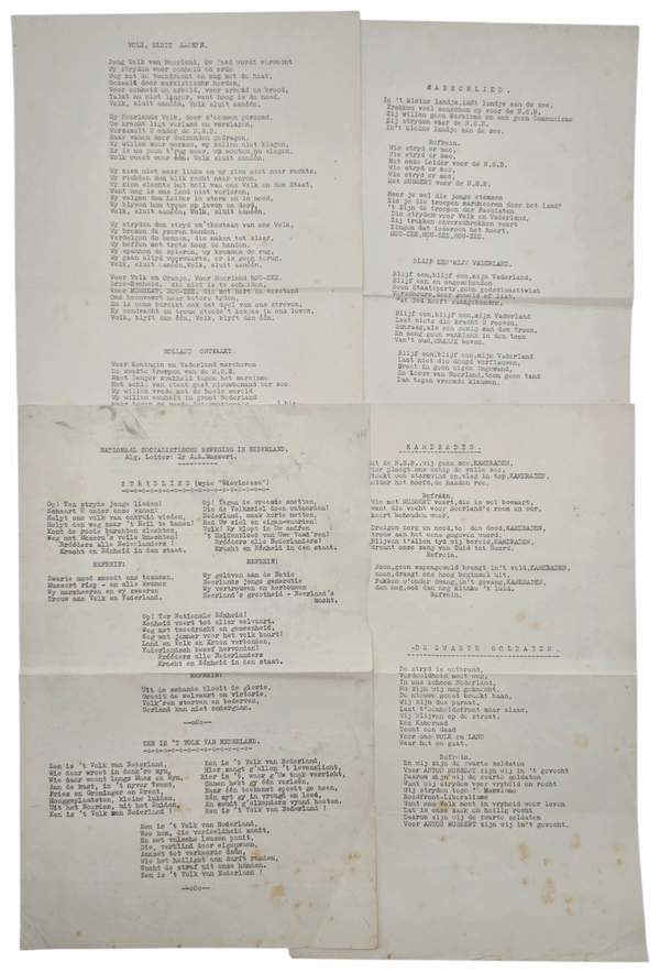 Original WW2 Dutch Collaboration NSB Document - NSB Song bundle