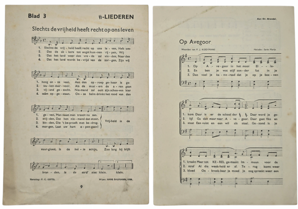 Original WW2 Dutch Waffen SS Document - Blad 3 SS-Liederen, Nederlandsche SS, Avegoor