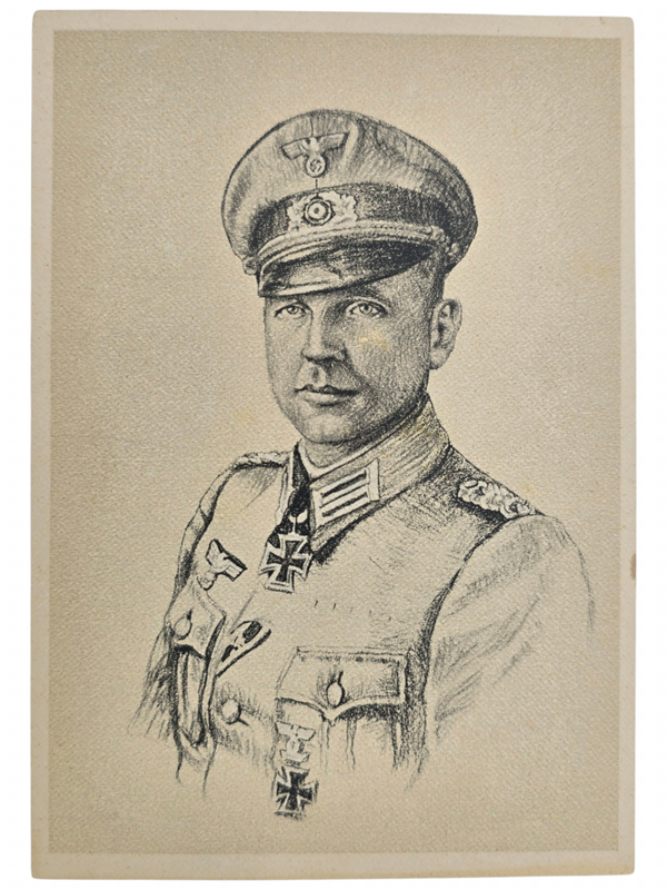 Original WW2 German Postcard - Knights Cross Wearer Ritterkreuzträger Oberstleutnant Hans Hecker
